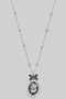 Dainty Bow And Rose Oval Pendant Necklace