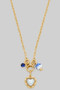 Ceramic Bead Pearl Heart And Stone Charm Necklace