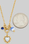 Ceramic Bead Pearl Heart And Stone Charm Necklace