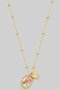 Small Rose Portrait And Heart Charm Necklace