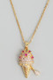 Stainless Iced Out Ice Cream Cone Pendant Necklace