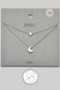 Layered Moon And Star Pendant Brass Necklace
