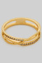 Stacked Criss Cross Brass Ring With Cz Pave