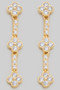 Stone Pave Clover Tiered Drop Earrings 
