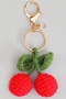 Cute Crochet Cherry Bag Charm Keychain