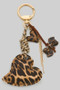 Leopard Print Heart And Bow Bag Charm