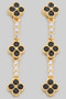 Stone Pave Clover Tiered Drop Earrings 