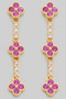 Stone Pave Clover Tiered Drop Earrings 