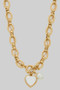 Heart Ac And Pearl Toggle Chain Necklace