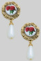 Rose Portrait Earrings With Dangling Pearl