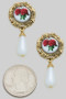 Rose Portrait Earrings With Dangling Pearl