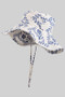 Blue Flower Canvas Bucket Hat With Chin Strap