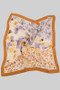 Three Split Flower Print Silky Square Scarf