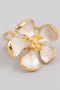 Pearly White Lacquered Flower Statement Ring