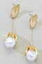 Leafy Studs With Dangling Pearls