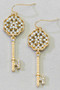Cz Pave Cluster Key Drop Earrings