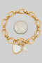 Heart And Pearl Charm Chain Bracelet