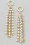 Dangling Pearl Beads And Chain Huggies