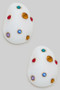 Lacquered Multi Color Stone Drop Earrings