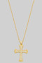 18K Gold Dipped Cz Pave Cross Neckalce