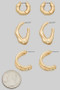 Three Pair Wave Hoop Earring Set