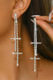 Dangling Rhinestone Crosses Earrings
