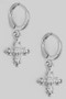 Brass Small Cross With Cz Pave Huggies