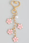 Lacquered Flower And Pearl Bead Bag Charm Keychain