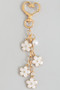 Lacquered Flower And Pearl Bead Bag Charm Keychain