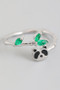 Twisted Panda And Green Cz Leaf Ring