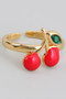 Enamel Cherry Ring With Stone