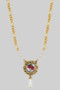 Rose Portrait And Pearl Pendant Chain Necklace