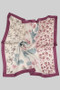 Three Split Flower Print Silky Square Scarf
