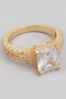 Rectangle Cz Stone Ring With Pave