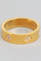 18K Gold Dipped Cz Flower Stamped Band Ring