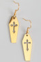 Stainless Steel Cross Punch Out Coffin Earrings