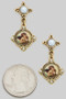 Pearl Earrings With Dangling Angel Portrait