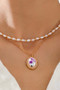 Two Piece Necklace With Pearls And Flower Pendant