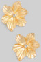 Floral Post Drop Earrings With Textured Detail - #KE26631