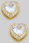 Cz Heart Stud Earrings With Pave