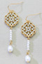 Cz Pave Cluster And Dangling Pearl Earrings