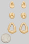 Three Pair Of Organic Teardrop Earrings