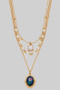 Triple Layered Pearl And Floral Portrait Necklace