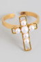 Pearly Beaded Cross Cut Out Ring