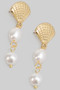 Linear Shell Drop Earrings With Pearls