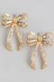 Pave Rhinestone Bow Drop Earrings