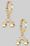 Dainty Brass Huggies With Cz Pave Rainbows