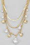 Three Piece Layered Necklace W Pearls And Shells
