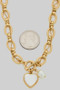Heart Ac And Pearl Toggle Chain Necklace
