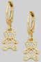 Dainty Brass Huggies With Cz Bear Charm